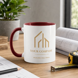 Modern Wood Grain QR Code Construction Mug