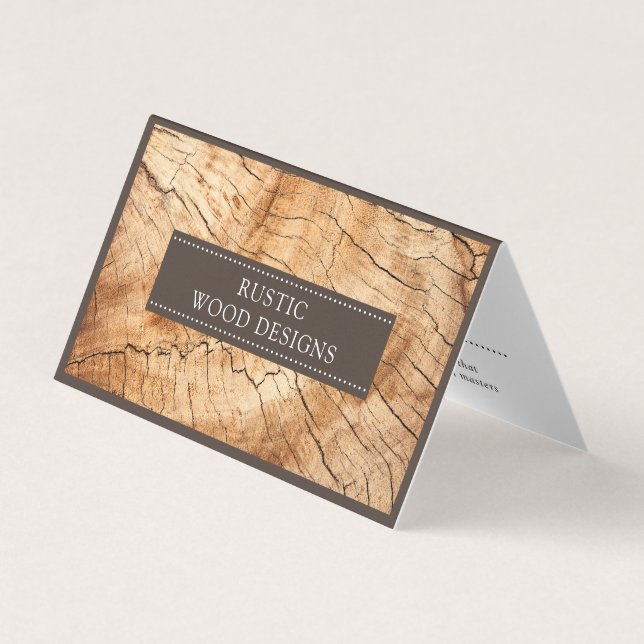 Modern Wood Grain Woodworker Folded Business Card (Front)
