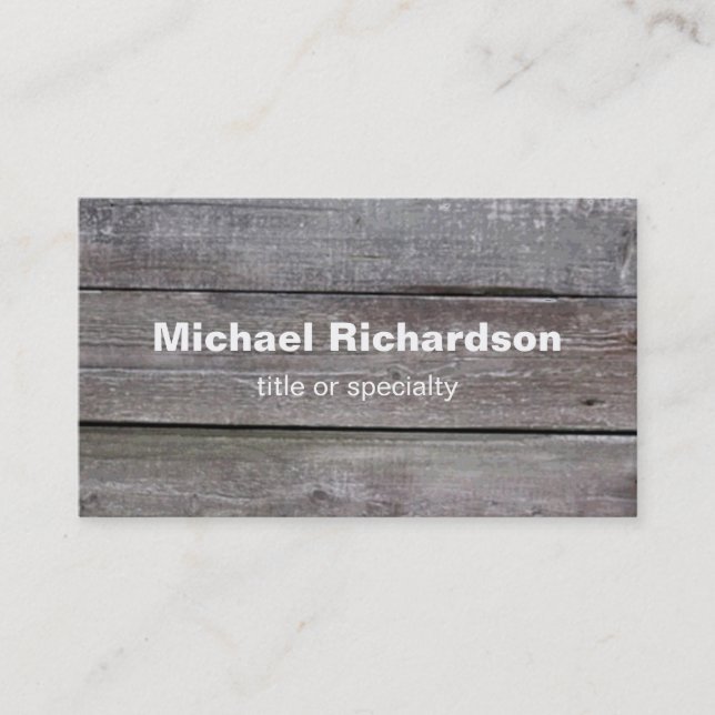 Modern Wood Grey Personal Business Card (Front)