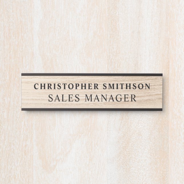   Modern Wood Professional Plate Changeable Office Door Sign (Front)