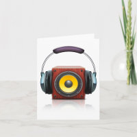 Modern Wood Speaker with Headphones Music