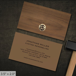 Modern Wooden Carpenter Construction Business Card