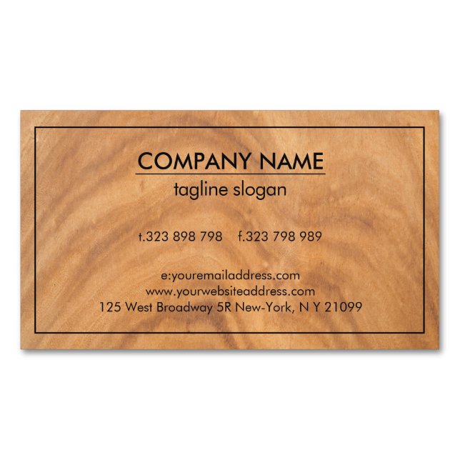Modern Wooden Design Magnetic Business Card (Front)