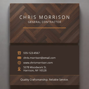 Modern Wooden General Contractor Construction  Business Card