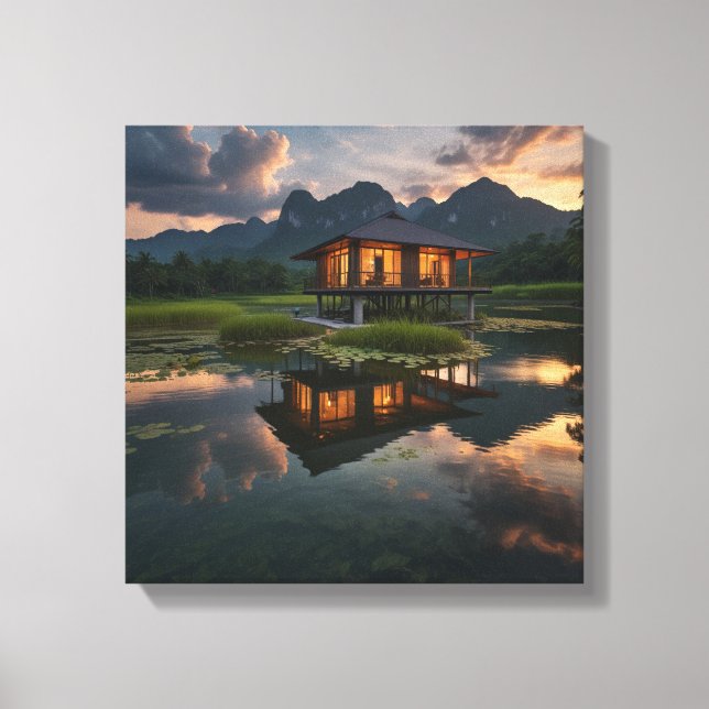Modern Wooden House Canvas Print (Front)