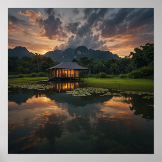 Modern Wooden House Poster