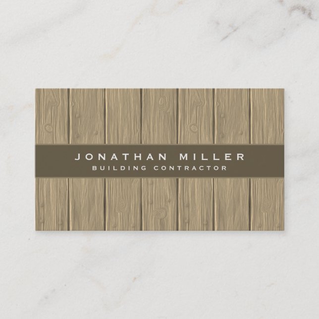 Modern Wooden Plank Professional Business Card (Front)