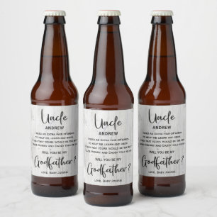 Modern Wooden Texture Godfather Proposal Beer Bottle Label