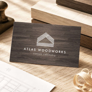 Modern Woodgrain Cabinet Maker Business Card