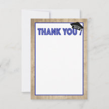 Modern Woodgrain Flat Thank You Card - Royal
