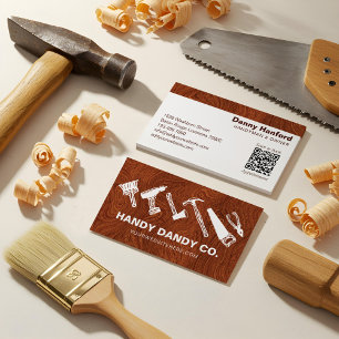 Modern Woodgrain Handyman Tools Contractor Business Card