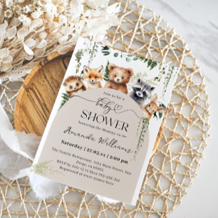 Modern Woodland Animal Neutral Baby Shower Invitation