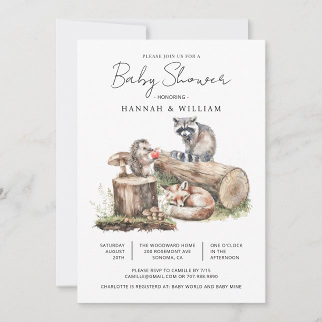 Modern Woodland Animals Forest baby Shower Invitation (Front)