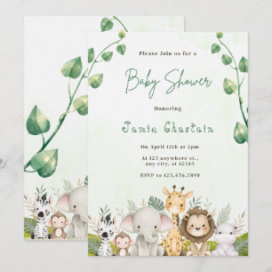 Modern Woodland Animals Forest Boy Baby Shower Inv Invitation