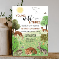 Modern Woodland Animals Wild & Three 3rd Birthday