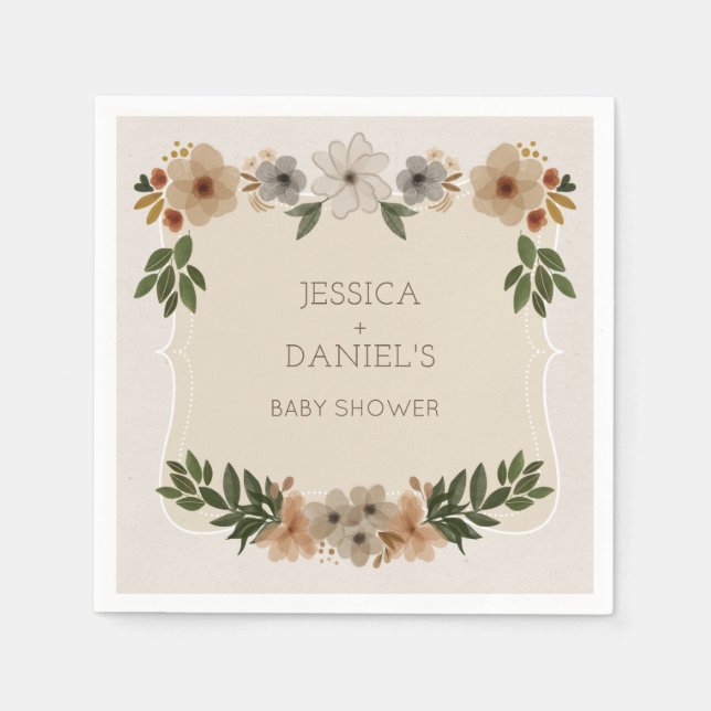 Modern Woodland Baby Shower Cocktail Napkin (Front)