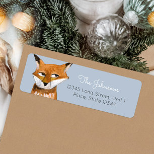 Modern Woodland Blue Fox Animal Holiday Christmas