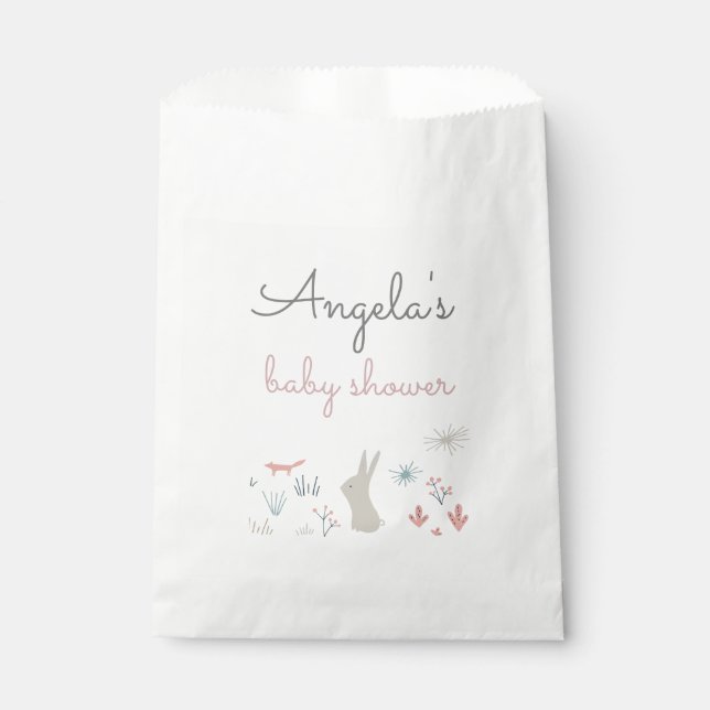 modern woodland creatures baby shower favour bags (Front)