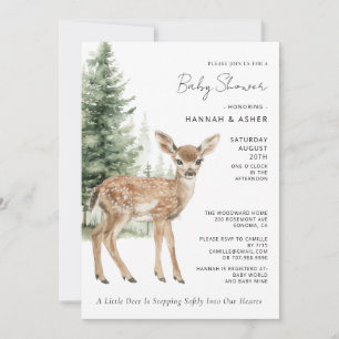 Modern Woodland Deer Forest baby Shower Invitation