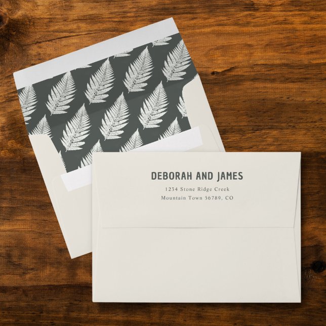 Modern Woodland Ferns Botanical Wedding Envelope (Creator Uploaded)