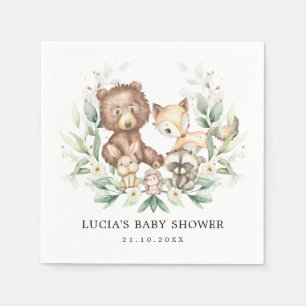 Modern Woodland Forest Animals Couples Baby Shower Napkin