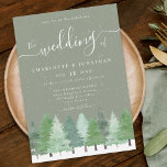 Modern Woodland Rustic Sage Green Winter Wedding Invitation<br><div class="desc">Celebrate your love with the enchanting beauty of nature in this Winter Woodland Sage Green Wedding Invitation. Featuring hand-painted watercolor fir trees in a snowy evergreen forest against a stylish sage green background, this elegant design blends rustic woodland charm with modern sophistication. The invitation showcases chic crisp white script paired...</div>