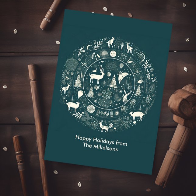 Modern Woodland Scandinavian Christmas  Holiday Card (Creator Uploaded)