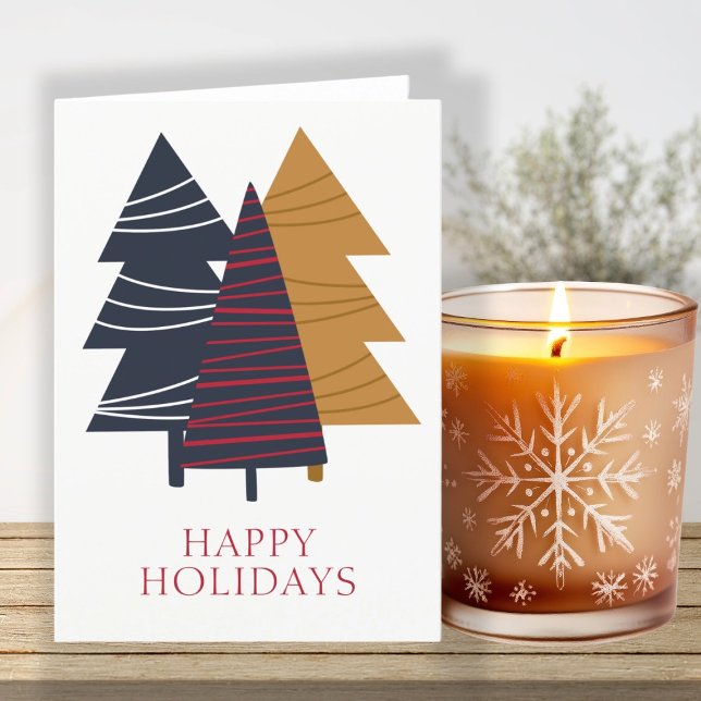 Modern Woodland Tree Themed Christmas Personalised Holiday Card (Modern Woodland Tree Themed Christmas Personalized Holiday Card by Ricaso. Simple and elegant card)