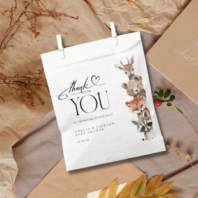 Modern Woodland Watercolour Animals Thank You  Favour Bags (Creator Uploaded)