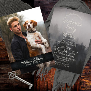 Modern Woodsy Rustic Photo Graduation Party Invitation