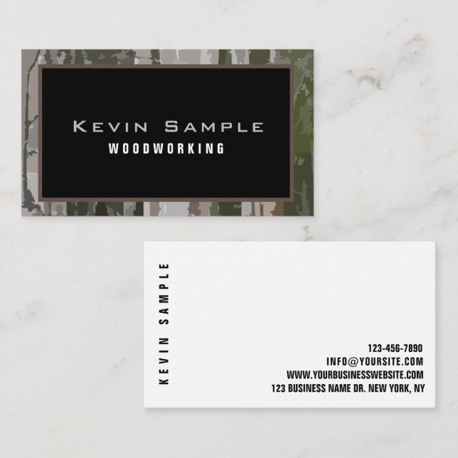 Modern Woodworking Digital Woodland Camo Graphic  Business Card (Front/Back)