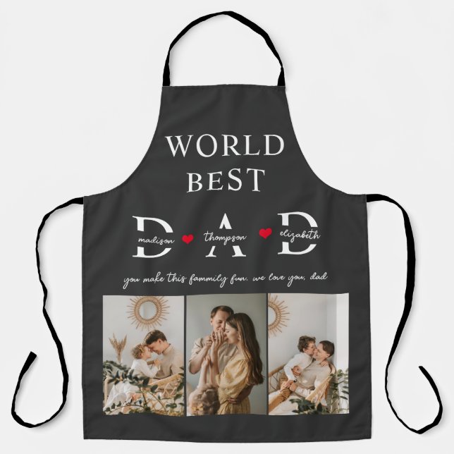 Modern World Best Dad Photo Collage Fathers Day Apron (Front)