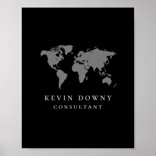 Modern World Map Black Business Logo Sign