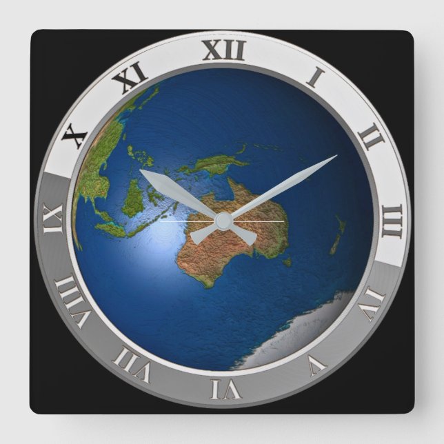 Modern World Map Wall Clock (Front)