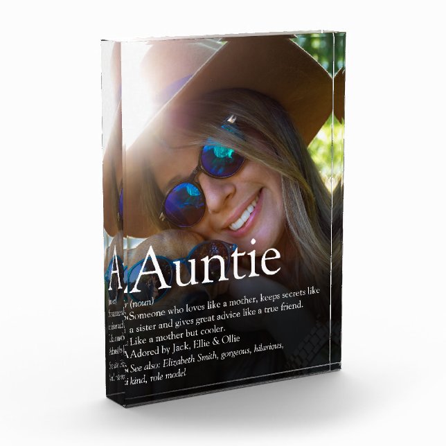 Modern World's Best Aunt Auntie Definition Photo Block (Left)