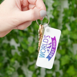 Modern "World's Best Dad" mountains Vintage Key Ring