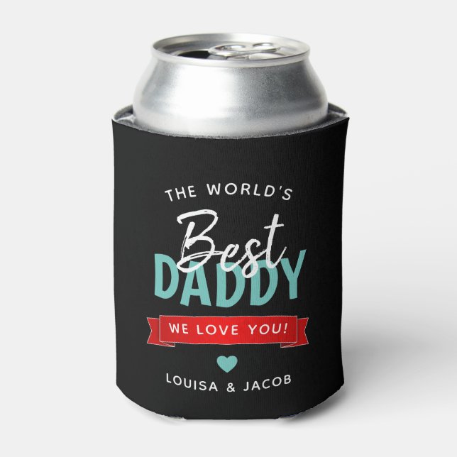 Modern 'World's Best Daddy' Personalised Can Cooler (Can Front)
