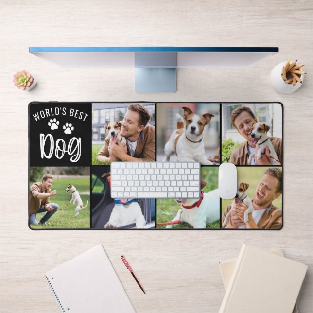 Modern Worlds Best Dog 7 Photo Collage Custom Desk Mat (Office 1)