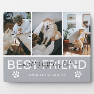 Modern 'World's Best Dog Dad' Photo Collage Plaque