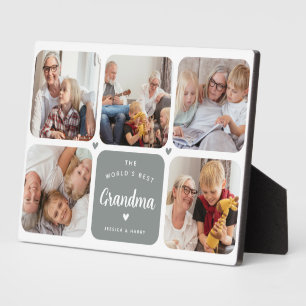 Modern World's Best Grandma Photo Collage Plaque