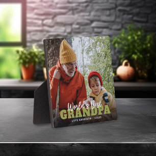Modern 'World's Best Grandpa' Custom Photo  Plaque
