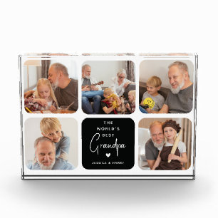 Modern World's Best Grandpa Photo Collage Block