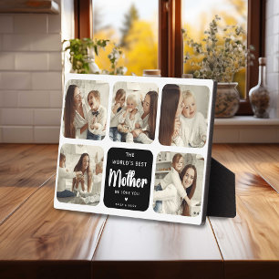 Modern World's Best Mother 5 Photo Collage Plaque