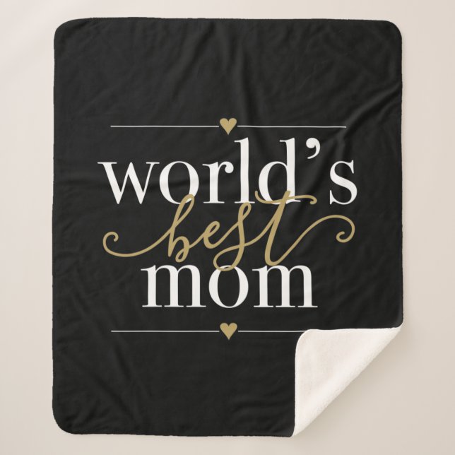 Modern Worlds Best Mum Elegant Black And Gold Sherpa Blanket (Front)