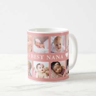 Modern World's Best Nana Pink 12 Photo Collage Coffee Mug