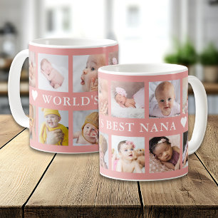 Modern World's Best Nana Pink 12 Photo Collage  Coffee Mug