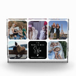 Modern World's Best Sister Photo Collage<br><div class="desc">Modern Glass Photo Block Display for Sister! Design features a photo collage consisting of 5 curved edged square pictures and a coloured block that can be changed to any colour with the text 'The World's Best Sister',  a cute little white heart and name/s.</div>