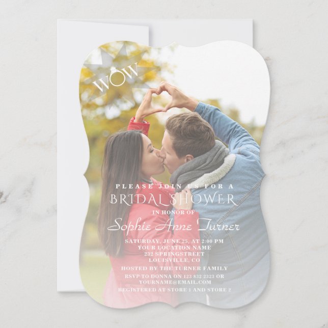 Modern Wow Ring Photo Bridal Shower Invitation (Front)