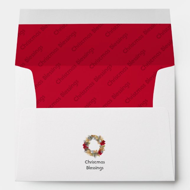 Modern Wreath CHRISTMAS BLESSINGS Envelope (Back (Bottom))