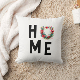 modern wreath, Christmas home throw  pillow
